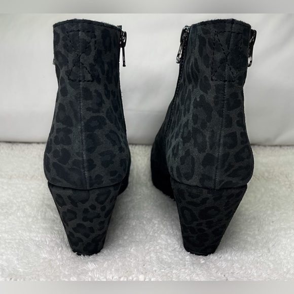Bertie Of London Leopard Print Suede Leather Wedge Bootie - Picture 3 of 6
